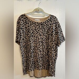 ZARA Leopard Print Short Sleeve T Shirt, Size XXL
